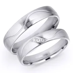 5 og 4 mm diamant vielsesringe i 9 karat hvidguld 0,008 ct og 0,015 ct - sæt