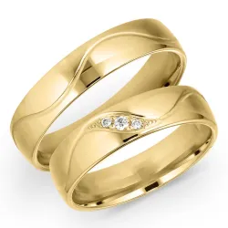 5 mm diamant vielsesringe i 14 karat guld 0,008 ct og 0,02 ct - sæt