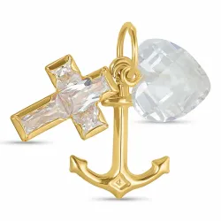 tro-håb-kærlighed hvid zirkon vedhæng i 9 karat guld - Amoré