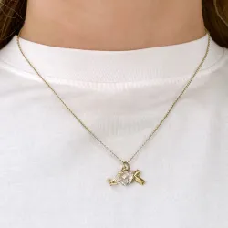 tro-håb-kærlighed hvid zirkon vedhæng i 9 karat guld - Amoré