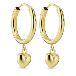 hjerte øreringe i 9 karat guld - Gold Collection