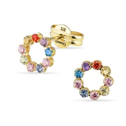 multifarvede øreringe i 9 karat guld med zirkon - Gold Collection