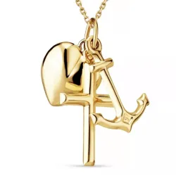 tro-håb-kærlighed halskæde i forgyldt sølv med vedhæng i 9 karat guld - Amoré