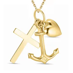 tro-håb-kærlighed halskæde i forgyldt sølv med vedhæng i 9 karat guld - Amoré