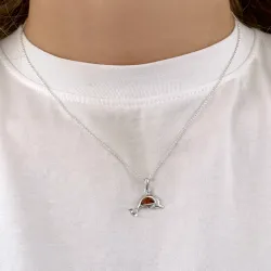 Dark harmony delfin rav vedhæng i sølv