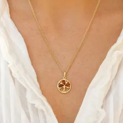 14 mm livets træ rav vedhæng i forgyldt sølv