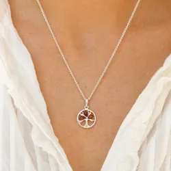 14 mm livets træ rav vedhæng i sølv