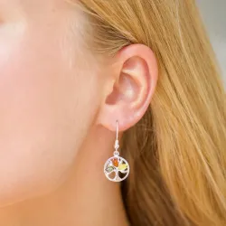 livets træ multifarvede rav øreringe i sølv