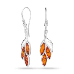 blad rav øreringe i sølv