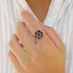 blomster rav ring i sølv