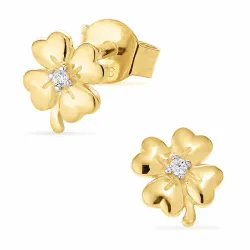 firkløver ørestikker i forgyldt sølv