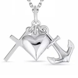 tro-håb-kærlighed halskæde i sølv med vedhæng i sølv - Amoré