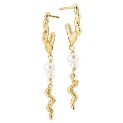 Sistie Universe lange perle øreringe i forgyldt sølv