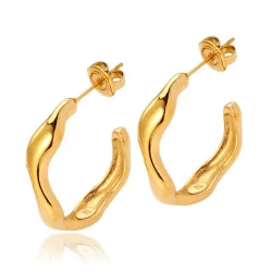 Sistie2ND Wavy creoler i forgyldt stål