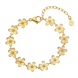 Sistie2ND Camelia blomst armbånd i forgyldt stål