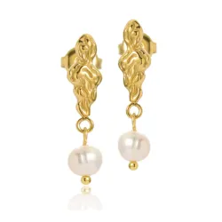 Sistie2ND Freja perle kæde øreringe i forgyldt stål