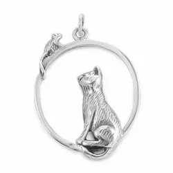Ovalt katte vedhæng i sølv