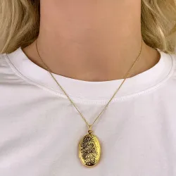 21 x 35 mm medaljon vedhæng i forgyldt sølv