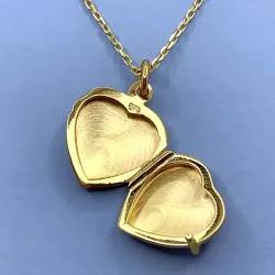 hjerte medaljon i forgyldt sølv