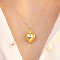 17 mm hjerte medaljon i forgyldt sølv