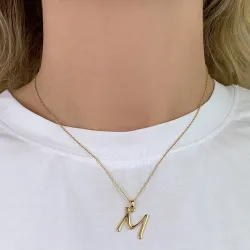 bogstav M vedhæng i forgyldt sølv - My Letter