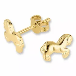 Små heste ørestikker i forgyldt sølv