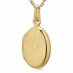 ovalt halskæde i forgyldt sølv med vedhæng i forgyldt sølv