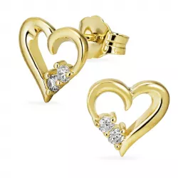 hjerte diamant ørestikker i 8 karat guld med diamant 