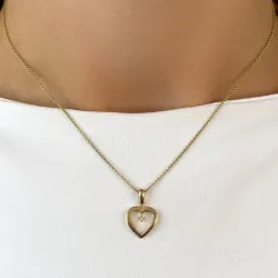 hjerte diamant halskæde i forgyldt sølv med vedhæng i 8 karat guld - Gold Collection