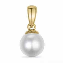 6 mm sølv hvid perle vedhæng i 9 karat guld