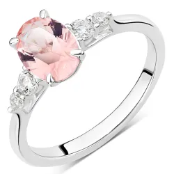 pink zirkon ring i sølv