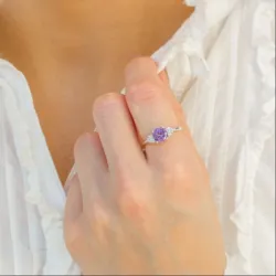 lilla zirkon ring i sølv