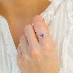lilla zirkon ring i sølv