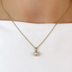 7 mm rosa perle vedhæng i 14 karat guld