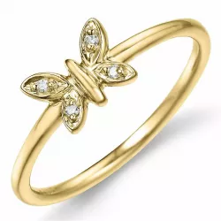 Sommerfugle diamant ring i 9 karat guld 0,02 ct
