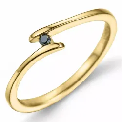 sort diamant ring i 9 karat guld 0,02 ct