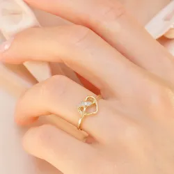 hjerte diamant ring i 9 karat guld 0,008 ct