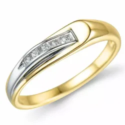 abstrakt diamant ring i 9 karat guld.- og hvidguld 0,07 ct