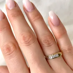 abstrakt diamant ring i 9 karat guld.- og hvidguld 0,07 ct