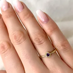rund ametyst ring i 9 karat guld 0,02 ct 0,12 ct