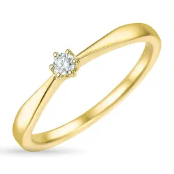 diamant solitairering i 9 karat guld 0,07 ct