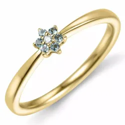 Blomster topas diamantring i 9 karat guld 0,01 ct 0,06 ct