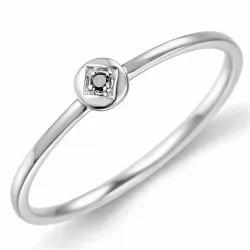 Sort diamant ring i 9 karat hvidguld 0,01 ct