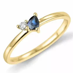 safir diamantring i 9 karat guld 0,22 ct 0,04 ct