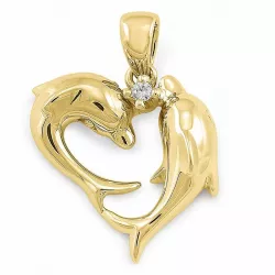 Delfin diamant vedhæng i 9 karat guld 0,02 ct