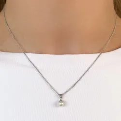 Perle vedhæng i 9 karat hvidguld