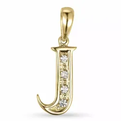 Bogstav j diamant vedhæng i 9 karat guld 0,03 ct