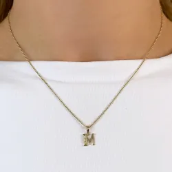 Bogstav m diamantvedhæng i 9 karat guld 0,02 ct