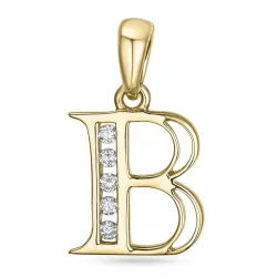 bogstav B diamant vedhæng i 9 karat guld 0,05 ct