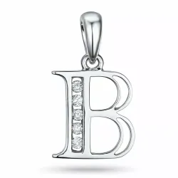 bogstav B diamant vedhæng i 9 karat hvidguld 0,05 ct